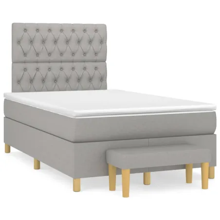 Sommier à lattes de lit avec matelas Gris clair 120x200cm Tissu