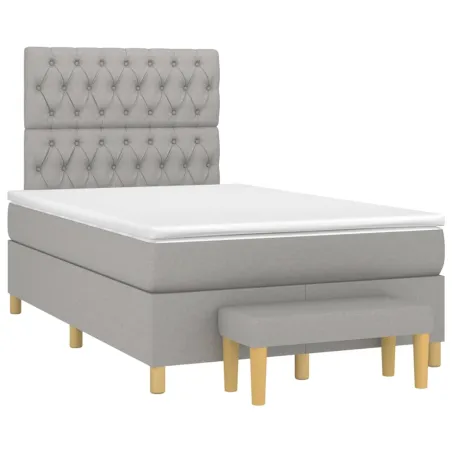 Sommier à lattes de lit avec matelas Gris clair 120x200cm Tissu