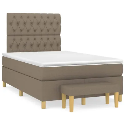 Sommier à lattes de lit avec matelas Taupe 120x200 cm Tissu 2