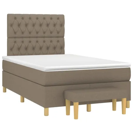 Sommier à lattes de lit avec matelas Taupe 120x200 cm Tissu
