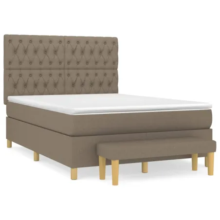 Sommier à lattes de lit avec matelas Taupe 140x190 cm Tissu