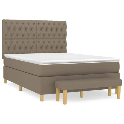 Sommier à lattes de lit avec matelas Taupe 140x200 cm Tissu 2