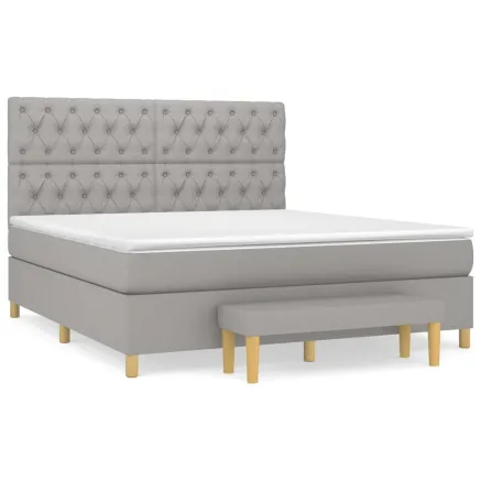 Sommier à lattes de lit avec matelas Gris clair 160x200cm Tissu 2
