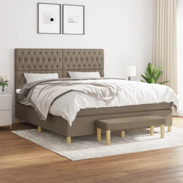 Sommier à lattes de lit avec matelas Taupe 180x200 cm Tissu