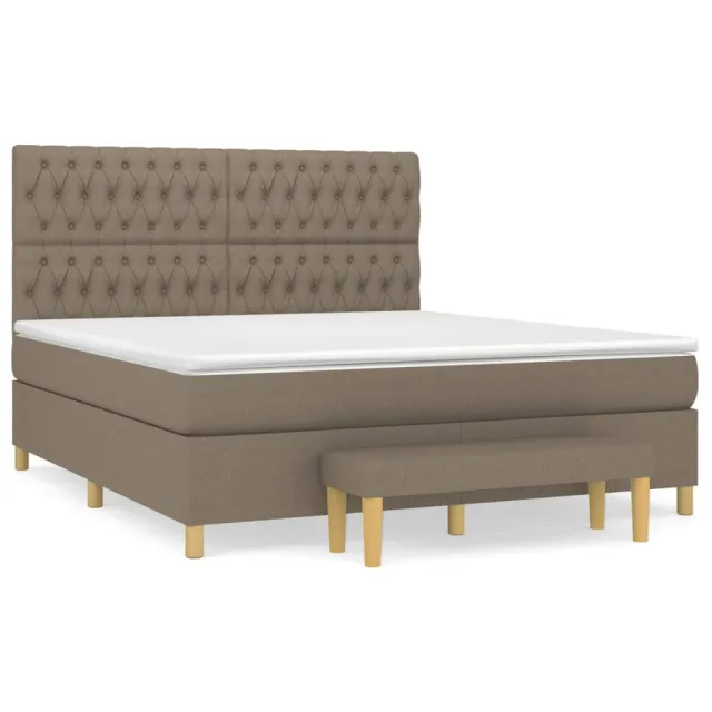 Sommier à lattes de lit avec matelas Taupe 180x200 cm Tissu