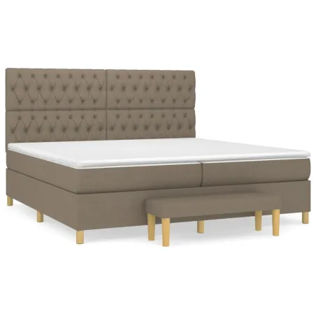 Sommier à lattes de lit avec matelas Taupe 200x200 cm Tissu