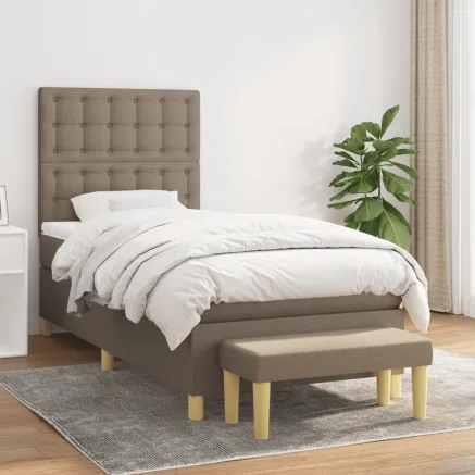 Sommier à lattes de lit avec matelas Taupe 80x200 cm Tissu
