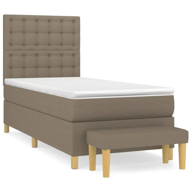 Sommier à lattes de lit avec matelas Taupe 90x200 cm Tissu