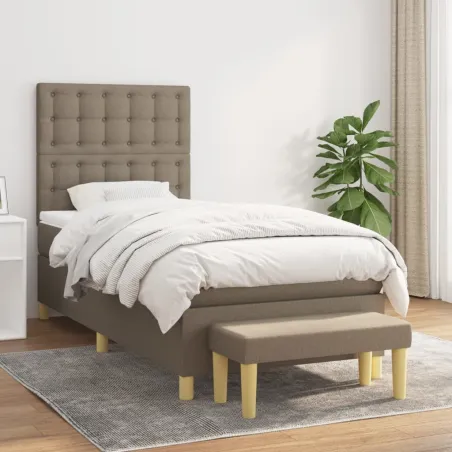 Sommier à lattes de lit avec matelas Taupe 100x200 cm Tissu