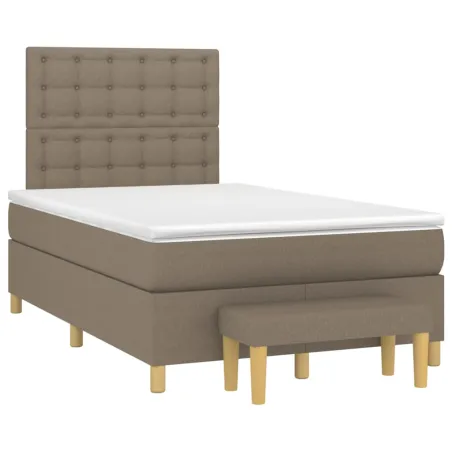 Sommier à lattes de lit avec matelas Taupe 120x200 cm Tissu