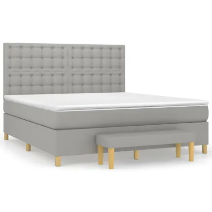 Sommier à lattes de lit avec matelas Gris clair 180x200cm Tissu 2