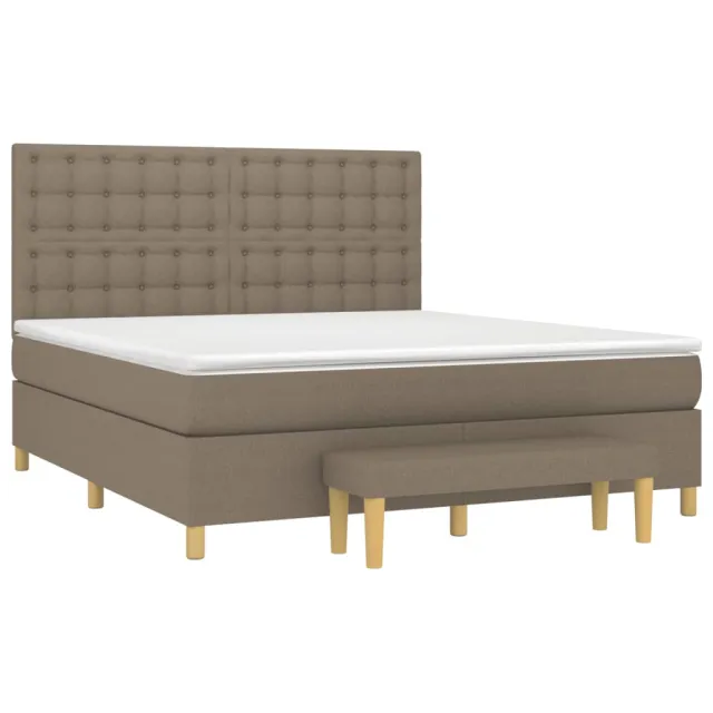 Sommier à lattes de lit avec matelas Taupe 180x200 cm Tissu