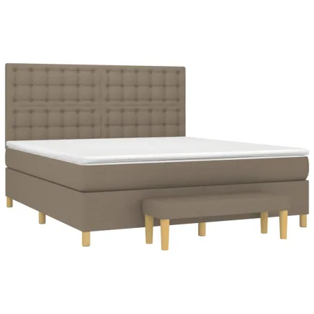 Sommier à lattes de lit avec matelas Taupe 180x200 cm Tissu