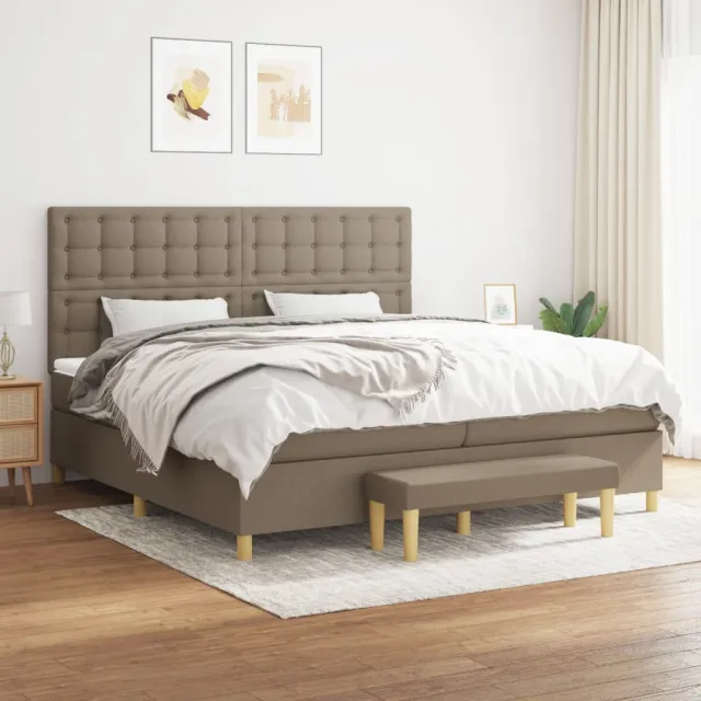 Sommier à lattes de lit avec matelas Taupe 200x200 cm Tissu