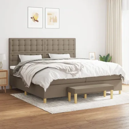 Sommier à lattes de lit avec matelas Taupe 200x200 cm Tissu