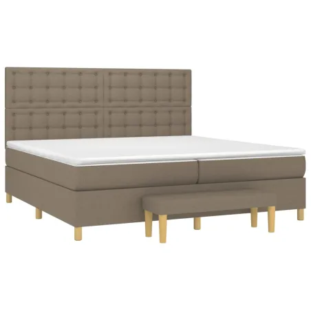 Sommier à lattes de lit avec matelas Taupe 200x200 cm Tissu