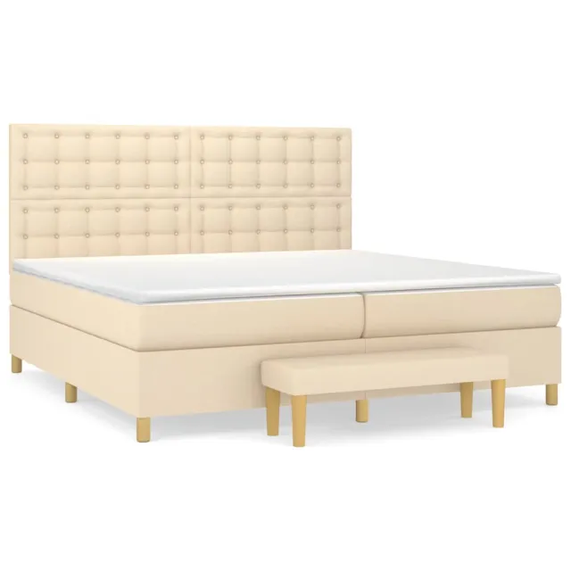 Sommier à lattes de lit avec matelas Crème 200x200 cm Tissu