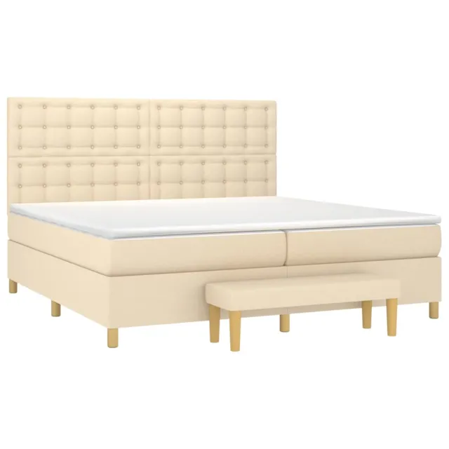Sommier à lattes de lit avec matelas Crème 200x200 cm Tissu