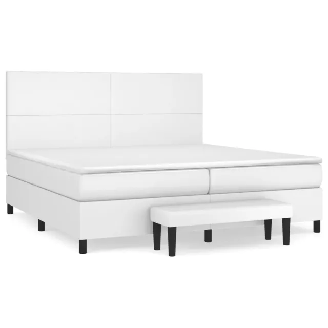 Sommier à lattes de lit avec matelas Blanc 200x200cm Similicuir