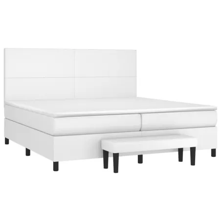 Sommier à lattes de lit avec matelas Blanc 200x200cm Similicuir