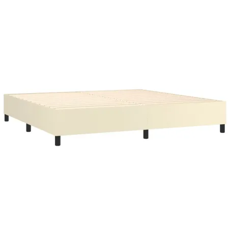 Sommier à lattes de lit avec matelas Crème 200x200cm Similicuir