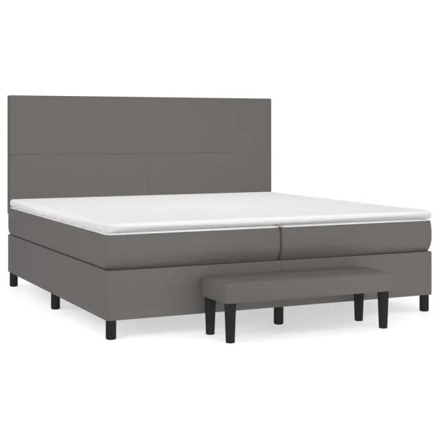 Sommier à lattes de lit avec matelas Gris 200x200 cm Similicuir