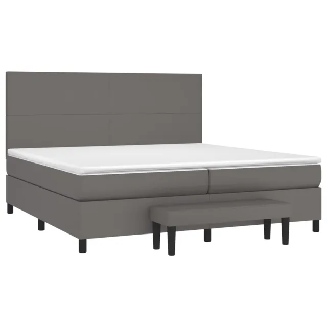 Sommier à lattes de lit avec matelas Gris 200x200 cm Similicuir