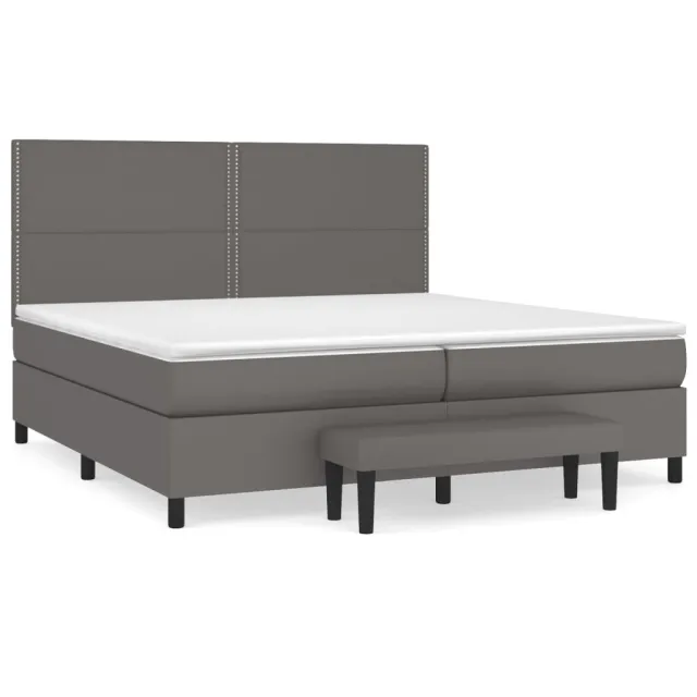 Sommier à lattes de lit avec matelas Gris 200x200 cm Similicuir