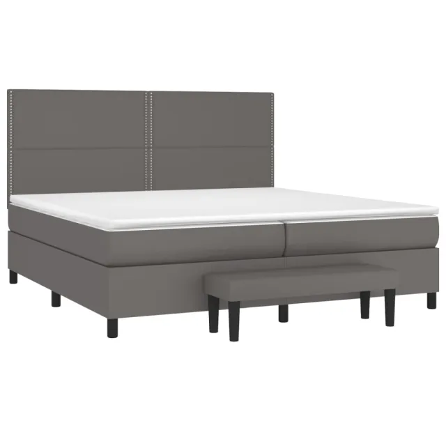 Sommier à lattes de lit avec matelas Gris 200x200 cm Similicuir