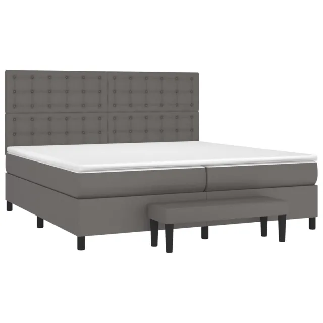 Sommier à lattes de lit avec matelas Gris 200x200 cm Similicuir