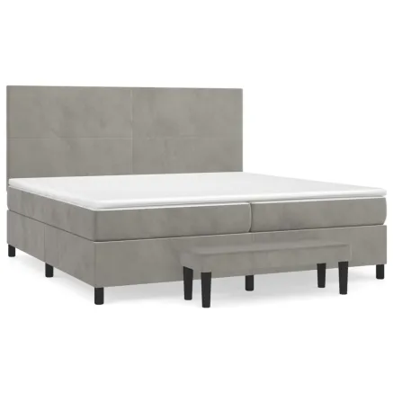 Sommier à lattes de lit et matelas Gris clair 200x200cm Velours 2