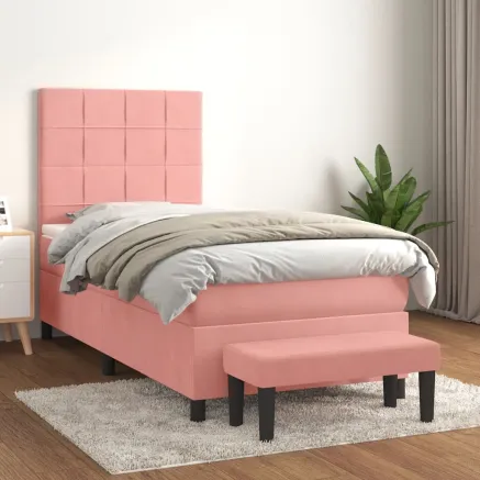 Sommier à lattes de lit avec matelas Rose 90x200 cm Velours