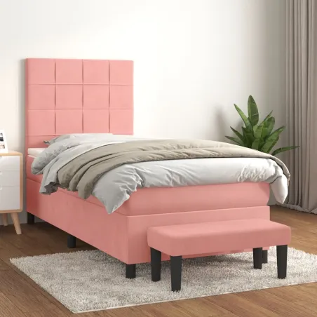 Sommier à lattes de lit avec matelas Rose 90x200 cm Velours