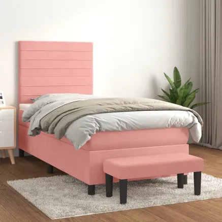Sommier à lattes de lit avec matelas Rose 90x200 cm Velours