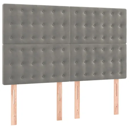 Sommier à lattes de lit et matelas Gris clair 140x190cm Velours