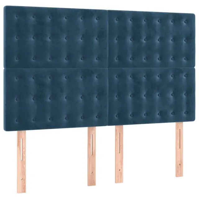 Sommier à lattes de lit et matelas Bleu foncé 140x190cm Velours