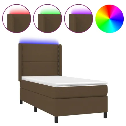 Sommier à lattes de lit matelas LED Marron foncé 100x200 cm 2