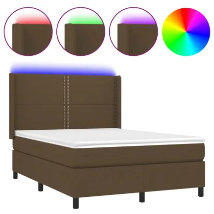 Sommier à lattes de lit matelas LED Marron foncé 140x200 cm 2
