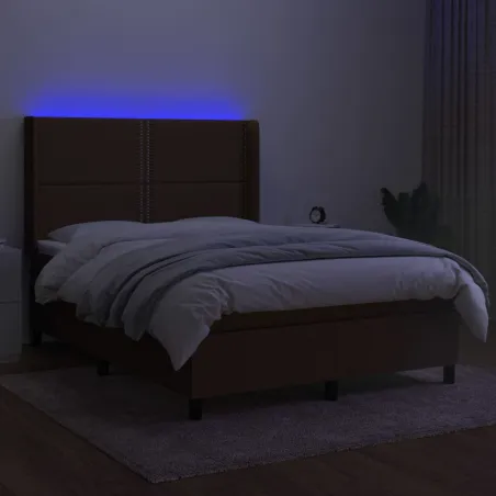 Sommier à lattes de lit matelas LED Marron foncé 140x200 cm