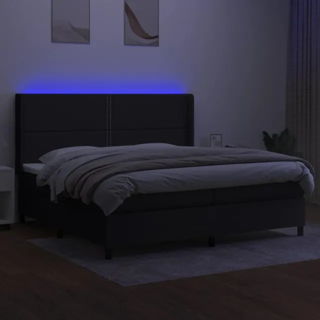 Sommier à lattes de lit matelas LED Noir 200x200 cm Tissu