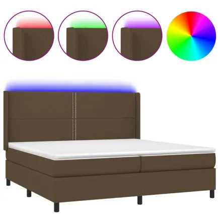 Sommier à lattes de lit matelas LED Marron foncé 200x200 cm 2