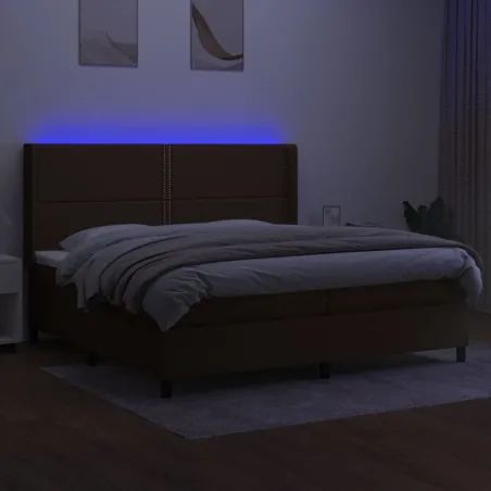 Sommier à lattes de lit matelas LED Marron foncé 200x200 cm
