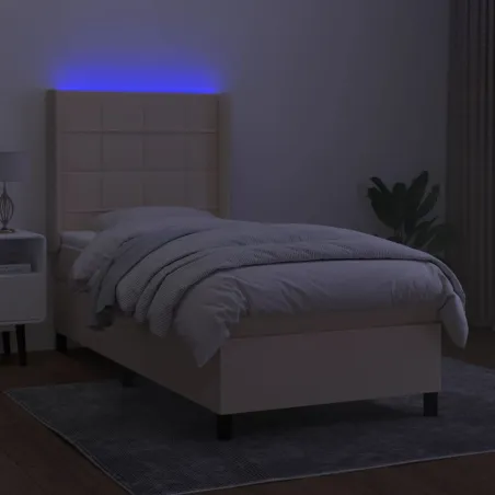 Sommier à lattes de lit matelas LED Crème 80x200cm Tissu