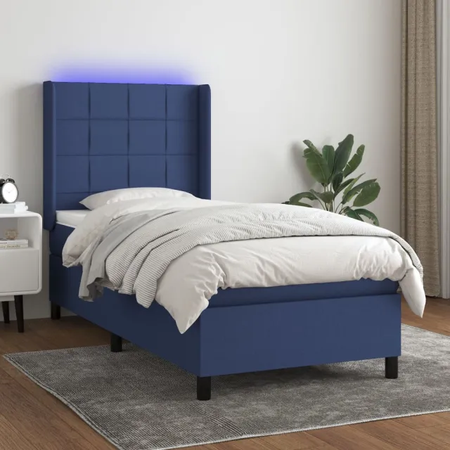 Sommier à lattes de lit matelas LED Bleu 80x200cm Tissu