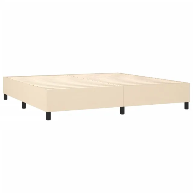 Sommier à lattes de lit matelas et LED Crème 200x200 cm Tissu