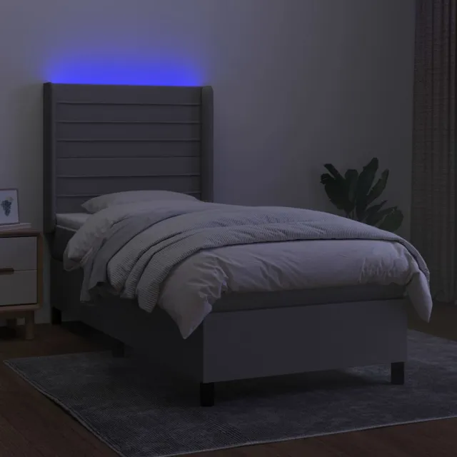 Sommier à lattes de lit matelas LED Gris clair 90x200cm Tissu