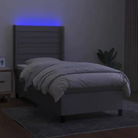 Sommier à lattes de lit matelas LED Gris clair 90x200cm Tissu