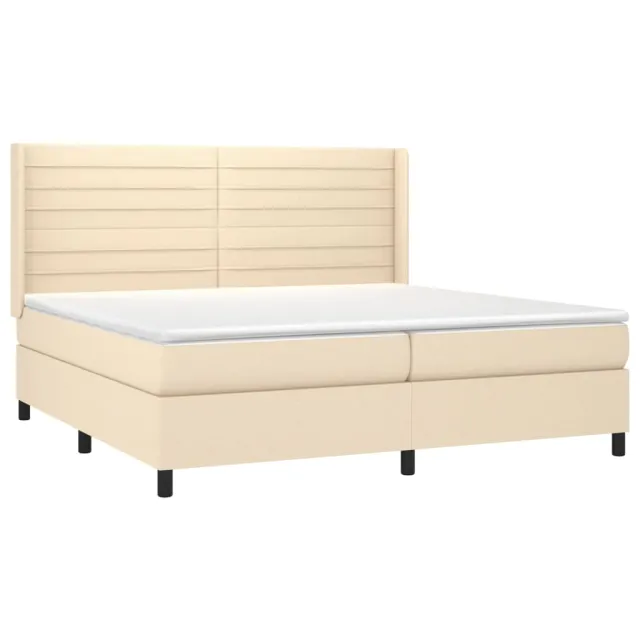 Sommier à lattes de lit matelas et LED Crème 200x200 cm Tissu