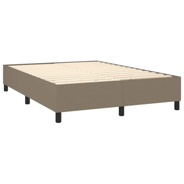 Sommier à lattes de lit matelas et LED Taupe 140x190 cm Tissu