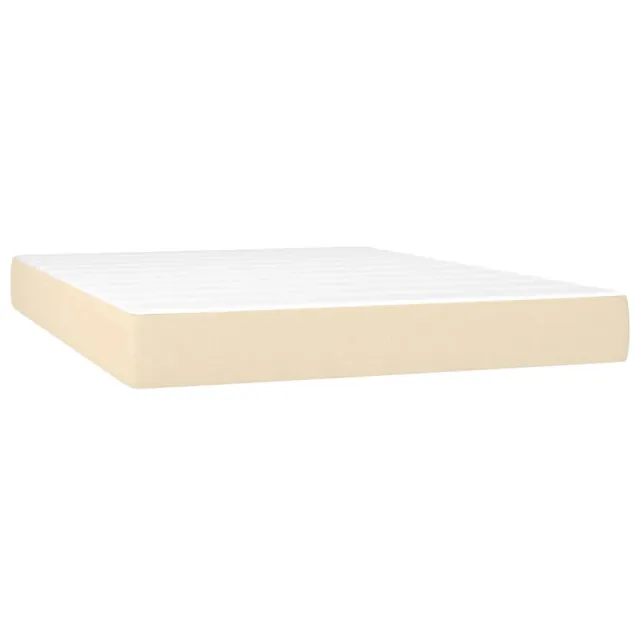 Sommier à lattes de lit matelas et LED Crème 140x200 cm Tissu